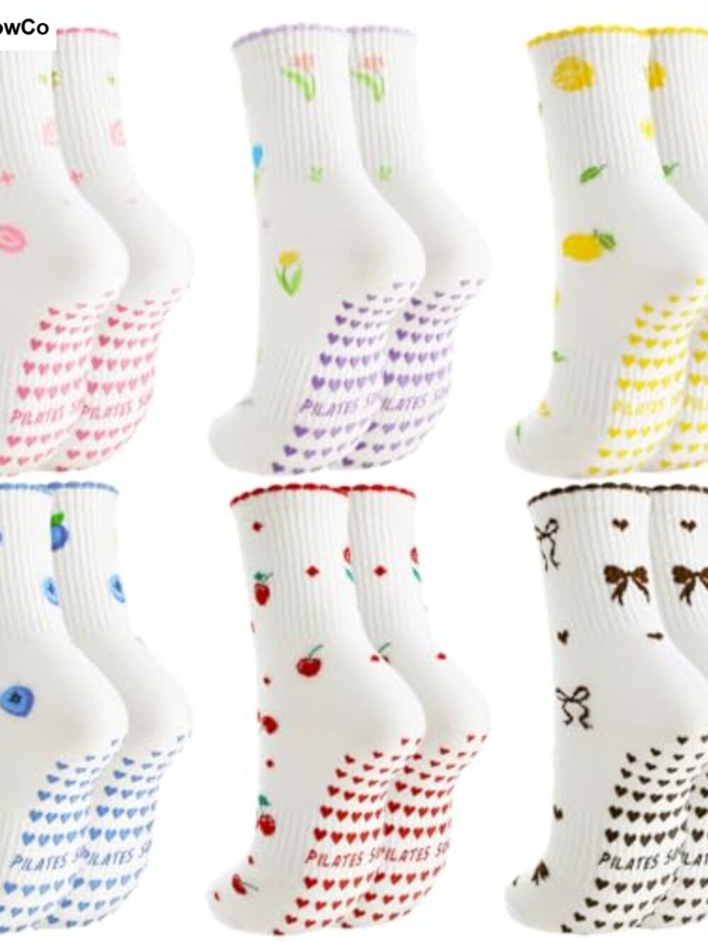 Ruffle Grip Pilates Socks for Women Cotton Non-Slip Yoga Socks